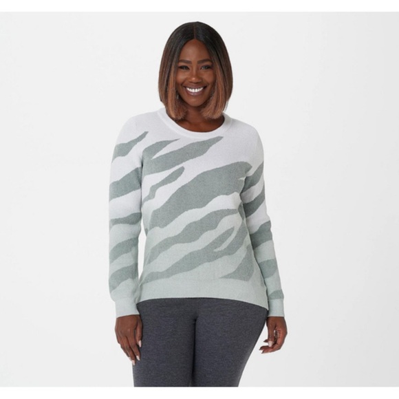 Barefoot Dreams Sweaters - Barefoot Dreams Cozy Chic Ultra Lite Ocean Reef Pullover Sweater In waterfall S